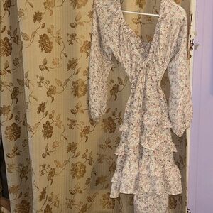 Floral Long Sleeve Ruffle Dress